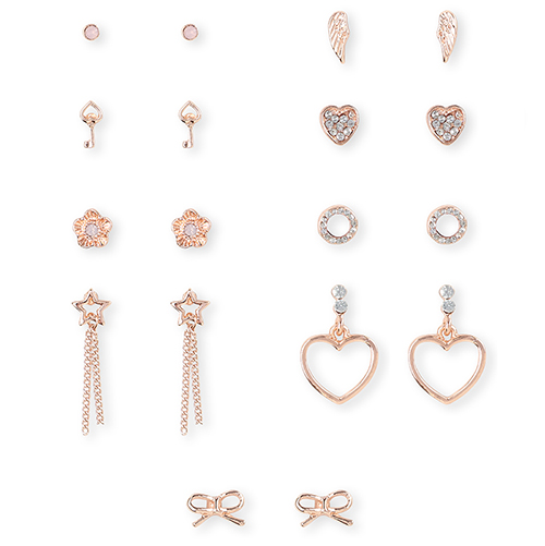 

Girls Rhinestud Flower Earrings 9-Pack - Multi - The Children's Place