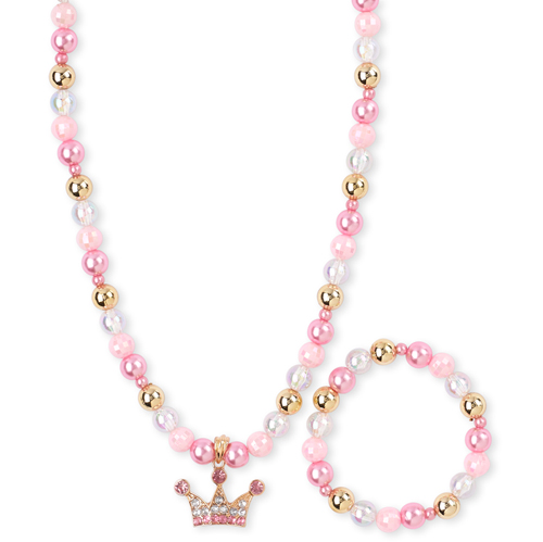 

Girls Rhinestud Tiara Beaded Necklace And Bracelet Set - Multi - The Children's Place