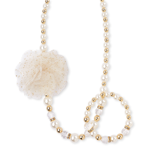 

Girls Flower Faux Pearl Beaded Necklace And Bracelet Set - Multi - The Children's Place