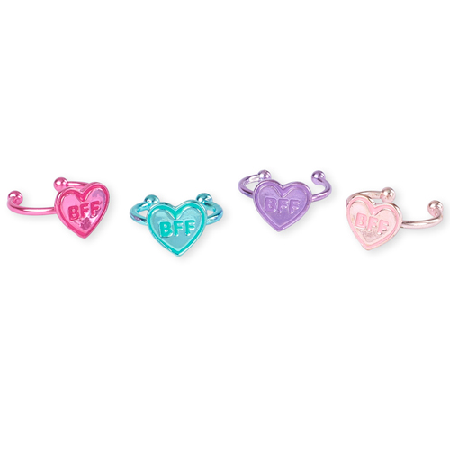 

Girls Heart Adjustable Bff Ring 4-Pack - Multi - The Children's Place
