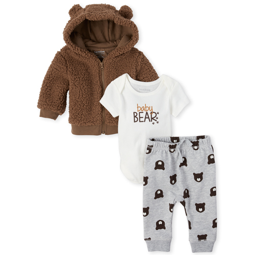 

Newborn Baby Boys Bear 3-Piece Playwear Set - Gray - The Children's Place