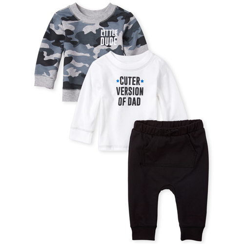 

Newborn Baby Boys Camo Dad 3-Piece Playwear Set - Black - The Children's Place