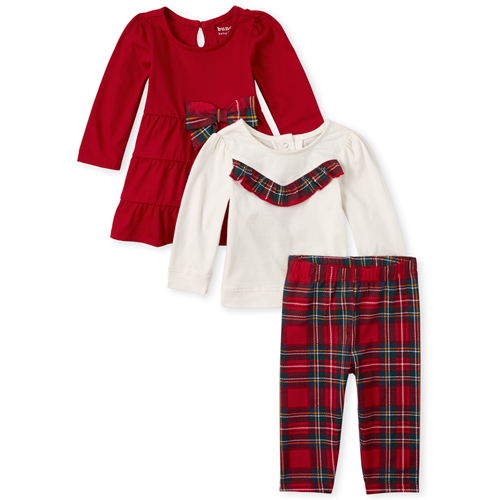 

Newborn Baby Plaid 3-Piece Playwear Set - Red - The Children's Place