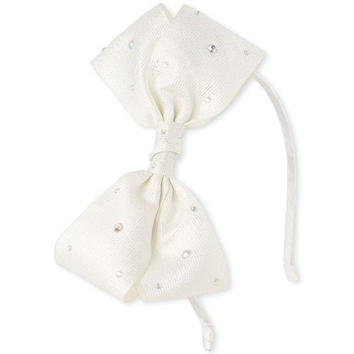 

Girls Rhinestud Glitter Bow Headband - White - The Children's Place