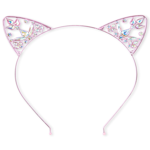 

Girls Jeweled Cat Ears Metal Headband - Purple - The Children's Place