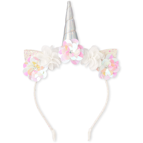 

Girls Paillette Flower Unicorn Headband - White - The Children's Place