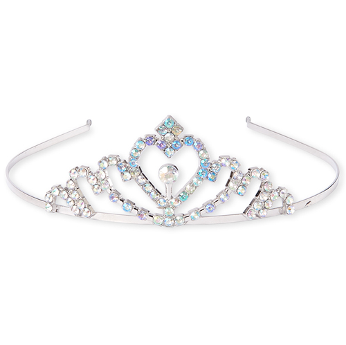 

Girls Rhinestud Tiara Metal Headband - Metallic - The Children's Place