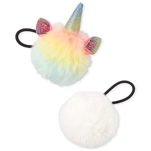 

Girls Unicorn Pom Pom Hair Tie 2-Pack - Multi - The Children's Place