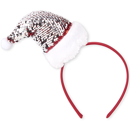 

Girls Flip Sequin Santa Hat Headband - Red - The Children's Place