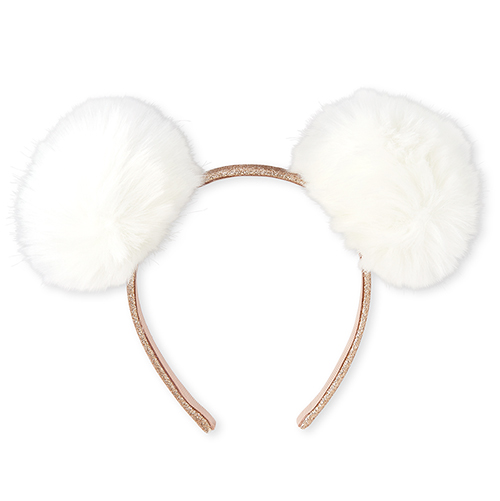 

Baby Girls Toddler Glitter Pom Pom Headband - White - The Children's Place