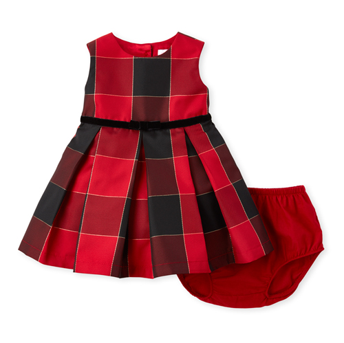 

Newborn Baby Mommy And Me Glitter Buffalo Plaid Matching Pleated Dress - Red - The Children's Place
