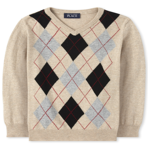 

s Baby And Toddler Boys Argyle Matching V-Neck Sweater - Gray - The Children's Place