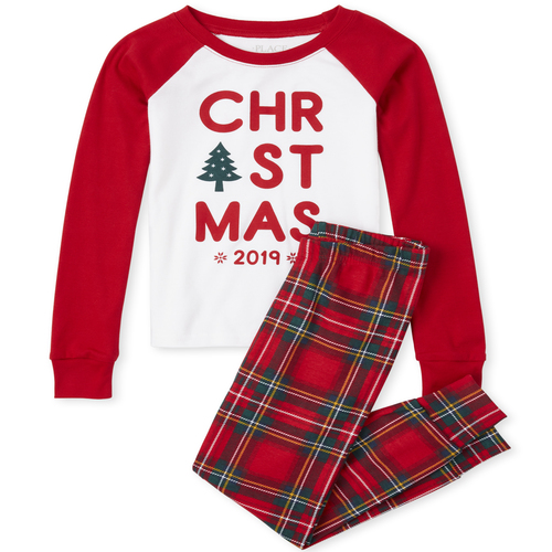 

s Unisex Kids Matching Family Christmas Plaid Snug Fit Cotton Pajamas - Red - The Children's Place