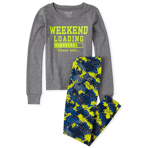 

s Boys Weekend Snug Fit Cotton Pajamas - Gray - The Children's Place