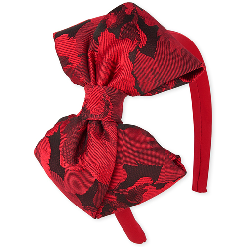 

Girls Print Bow Headband - Red - The Children's Place