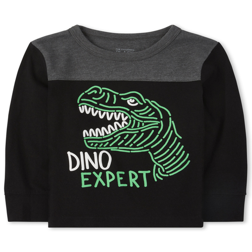 

s Baby And Toddler Boys Contrast Yoke Top - Black - The Children's Place