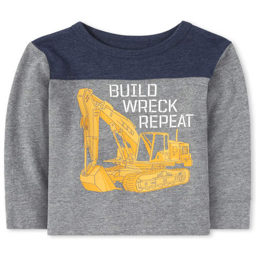 

s Baby And Toddler Boys Puff Print Top - Gray - The Children's Place