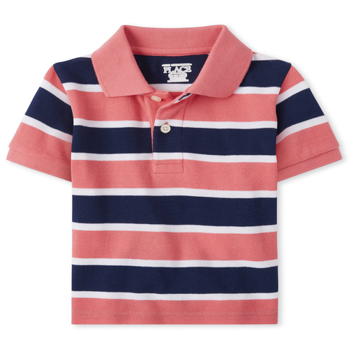 

s Baby And Toddler Boys Striped Matching Pique Polo - Pink - The Children's Place