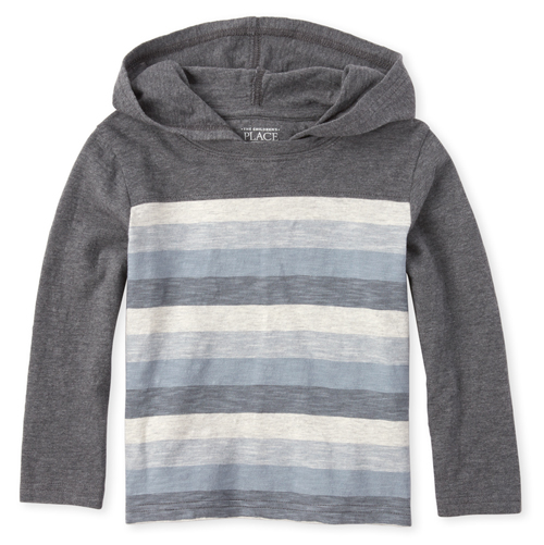 

s Baby And Toddler Boys Striped Hoodie Top - Gray - The Children's Place