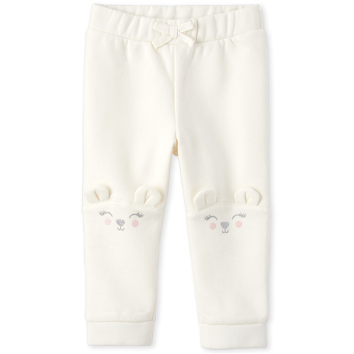 

Baby Girls Baby And Toddler Glitter Bear French Terry Jogger Pants - White - The Children's Place