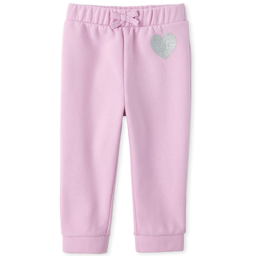 

Baby Girls Baby And Toddler Glitter French Terry Jogger Pants - Purple - The Children's Place