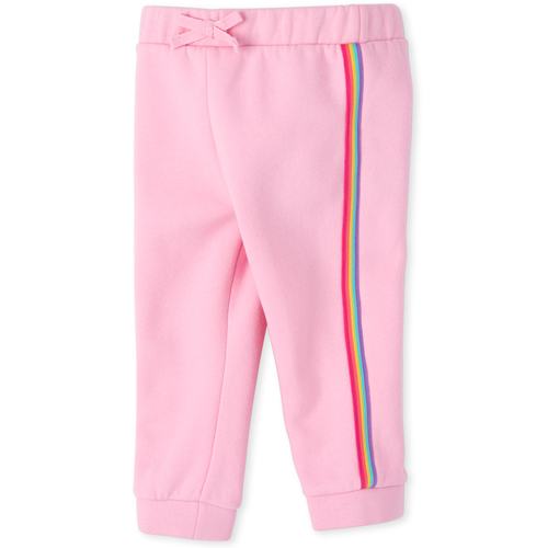 

Baby Girls Baby And Toddler Active Rainbow Side Stripe French Terry Jogger Pants - Pink - The Children's Place