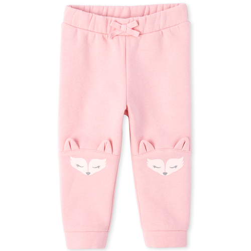 

Baby Girls Baby And Toddler Glitter Fox Fleece Jogger Pants - Pink - The Children's Place