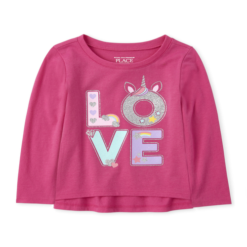 

s Baby And Toddler Glitter High Low Top - Pink - The Children's Place