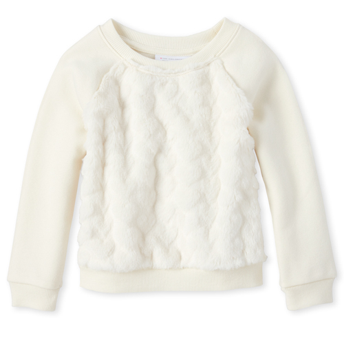 

s Baby And Toddler Active Faux Fur Sweatshirt - White - The Children's Place