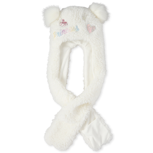 

Girls Glitter Princess Sherpa Hat Scarf - White - The Children's Place