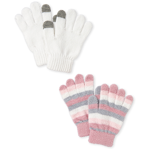 

Girls Striped Texting Gloves 2-Pack - Pink - The Children's Place