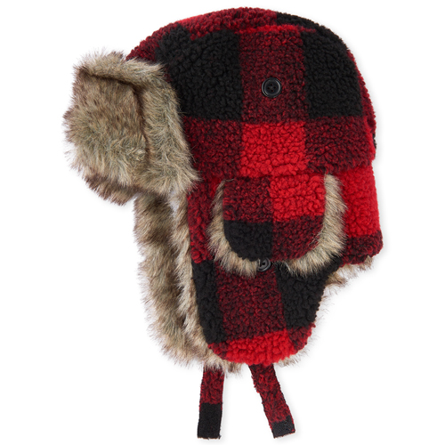 

Boys Boys Buffalo Plaid Trapper Hat - Red - The Children's Place