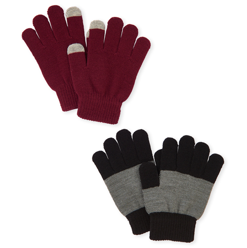 

Boys Boys Colorblock Texting Gloves 2-Pack - Black - The Children's Place