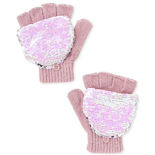 

Girls Flip Sequin Gloves - Pink - The Children's Place