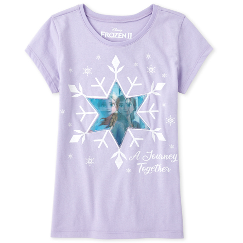 

s Disney Frozen 2 Lenticular Anna And Elsa Graphic Tee - Purple T-Shirt - The Children's Place
