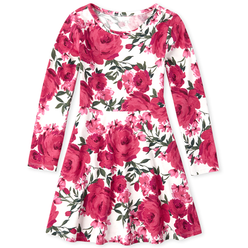

Girls Floral Skater Dress - White - The Children's Place