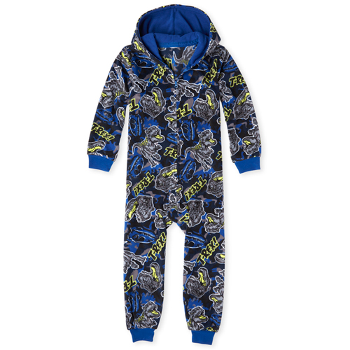 

s Boys Dino Fleece One Piece Pajamas - Black - The Children's Place