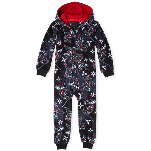 

s Boys Ninja Fleece One Piece Pajamas - Black - The Children's Place
