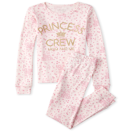 

s Glitter Princess Crew Matching Snug Fit Cotton Pajamas - Pink - The Children's Place