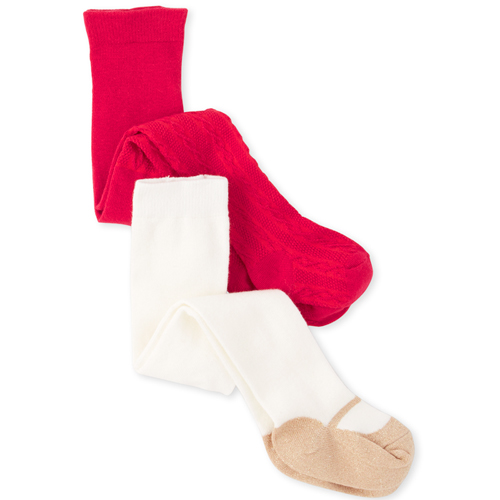 

Newborn Baby Cable Knit Tights 2-Pack - White - The Children's Place