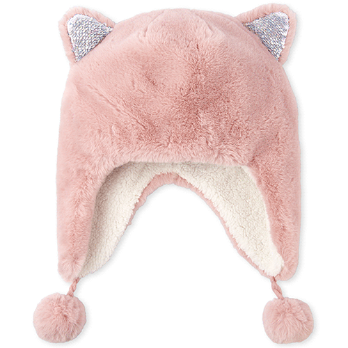 

Girls Flip Sequin Cat Ears Faux Fur Hat - Pink - The Children's Place