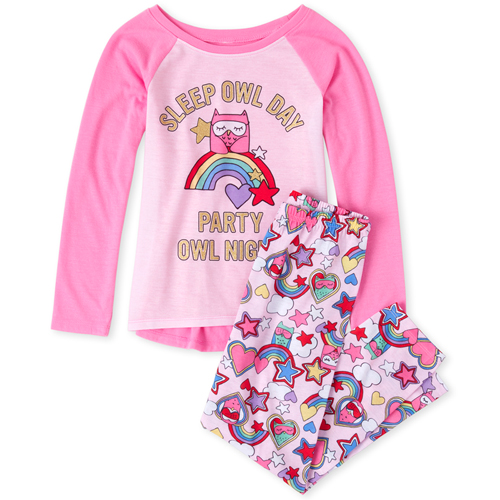 

s Owl Rainbow Pajamas - Pink - The Children's Place