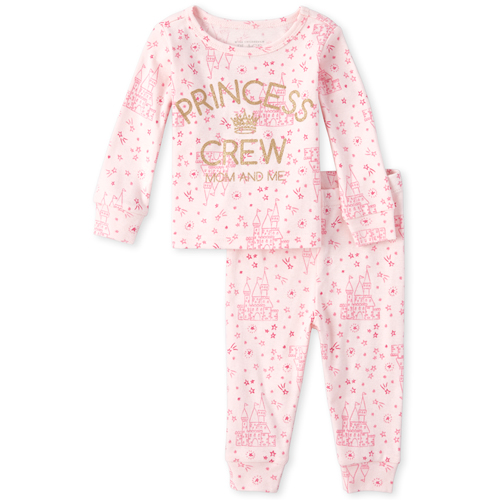 

s Baby And Toddler Matching Glitter Princess Crew Snug Fit Cotton Pajamas - Pink - The Children's Place