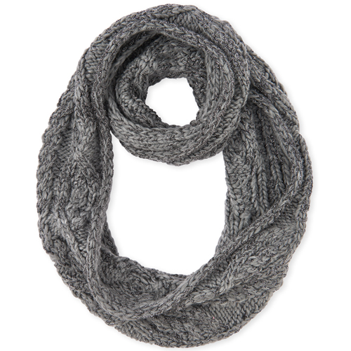 

Girls Glitter Cable Knit Infinity Scarf - Gray - The Children's Place