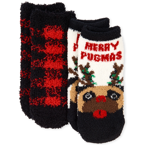 

s Toddler Boys Christmas Pug Cozy Socks 2-Pack - Multi - The Children's Place