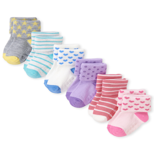 

Newborn Baby And Toddler Striped Turn Cuff Socks 6-Pack - Multi - The Children's Place