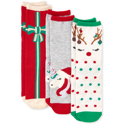 

s Glitter Christmas Crew Socks 3-Pack - Multi - The Children's Place