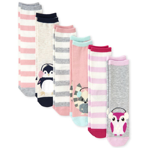 

s Critter Crew Socks 6-Pack - Pink - The Children's Place