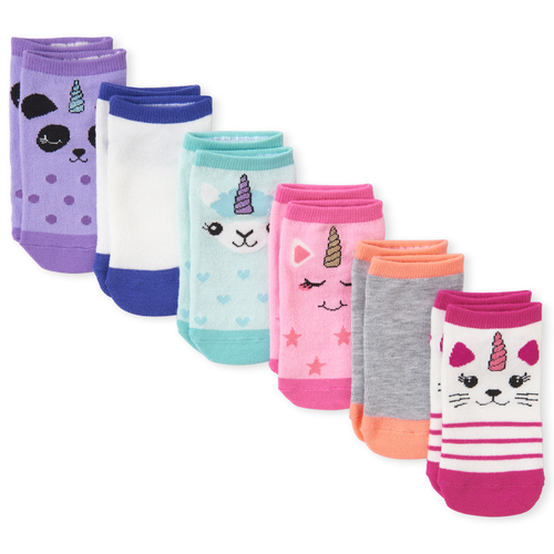 

s Glitter Crittercorn Ankle Socks 6-Pack - Multi - The Children's Place