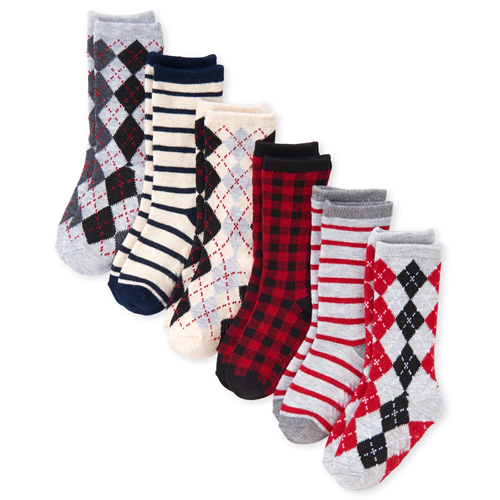 

s Toddler Boys Argyle Crew Socks 6-Pack - Multi - The Children's Place